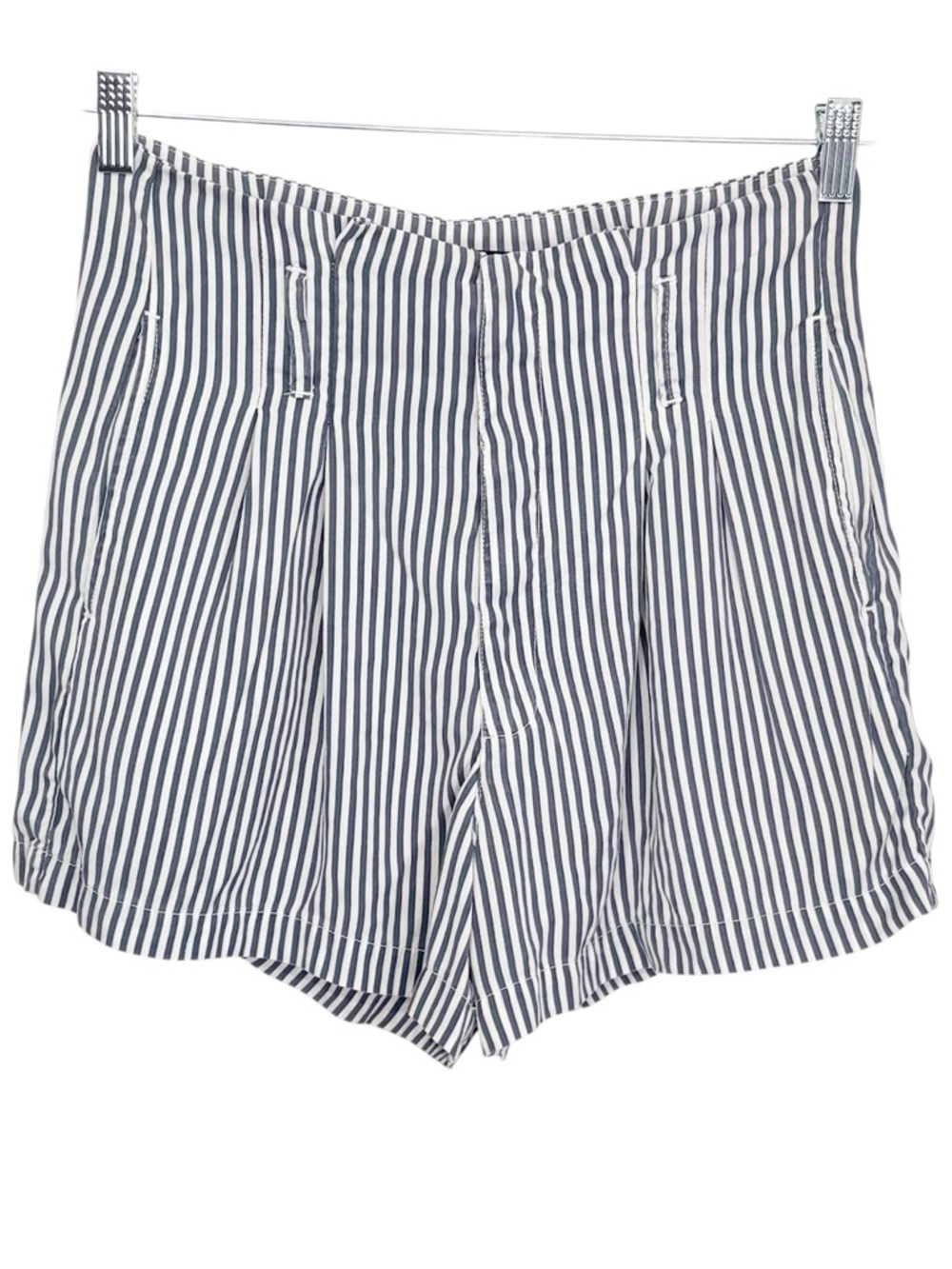 ABERCROMBIE & FITCH High Rise Blue White Pinstripe Shorts Medium Flowy Relaxed